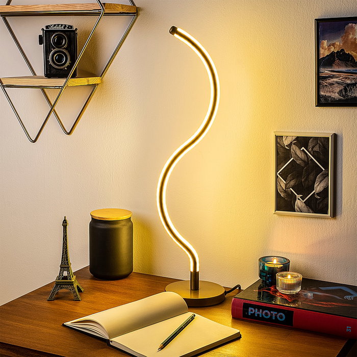 Opviq Yılan - 13277 Lámpara de Mesa con Cuerpo Metálico Dorado